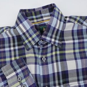 Robert Talbott Herringbone Plaid Button Down Shirt Blue Mens Medium‎ Long Sleeve